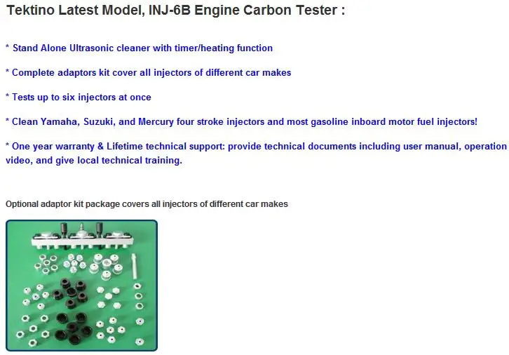 Auto fuel injector cleaner Tektino INJ-8B Engine Carbon Tester with 8 jars