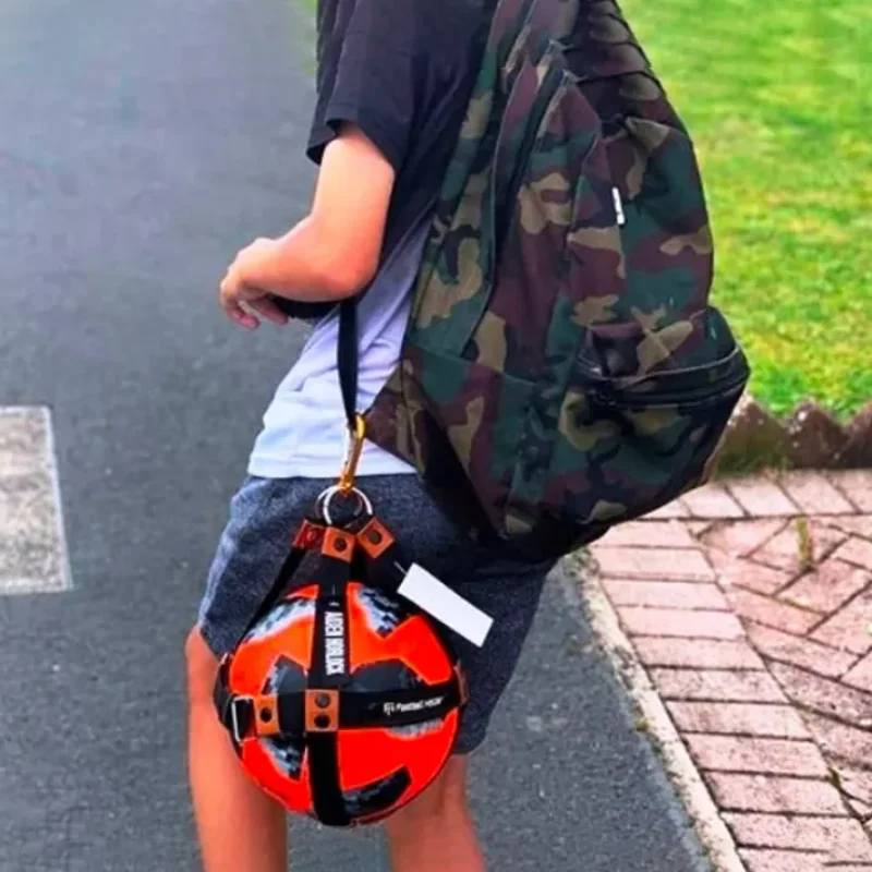 Portable Basketball Storage Bag Strap Leather Basketball Holder Ball Carrying Bag Ball Backpack Outdoor Sports Accessories