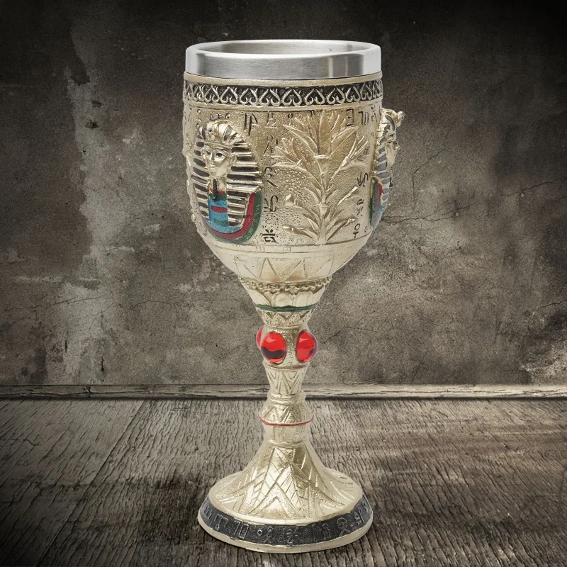 3D Stereoscopic Medieval Skull Wine Glass Resin Stainless Steel Liner Retro Beer Red Wine Glass Whisky