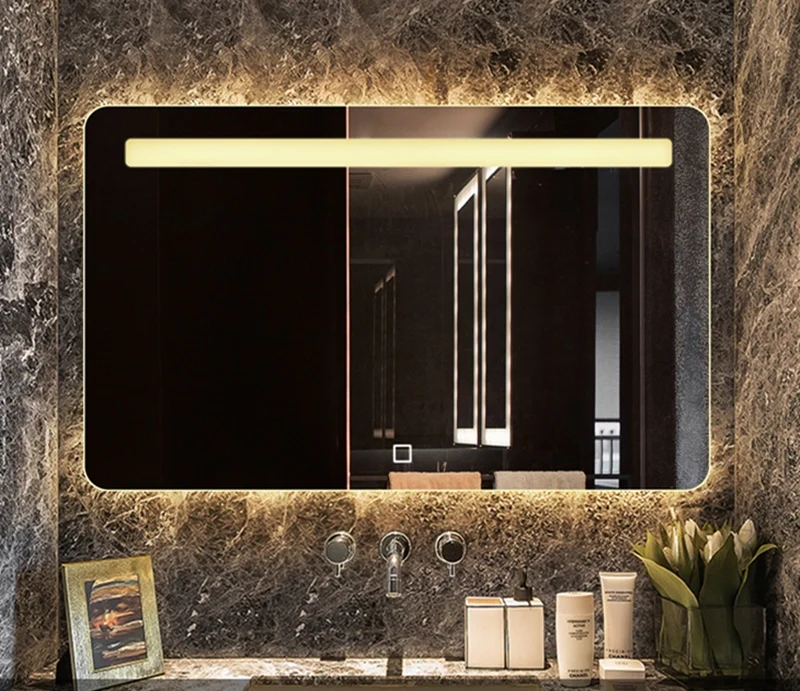 ETL  CE certificate Bathroom LED lighted Smart Mirror, touch screen anti-fog backlight led light bathroom mirror