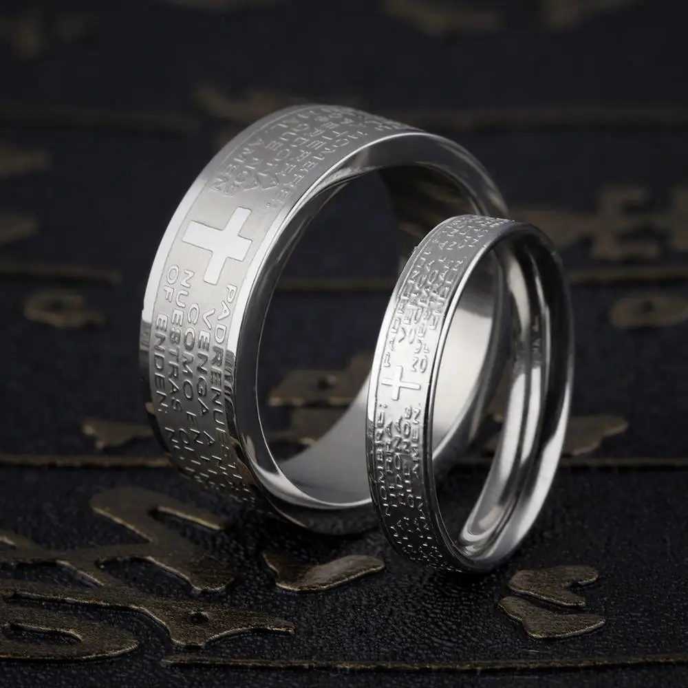 
2019 Fashion couple ring engagement ring stainless steel cross ring 