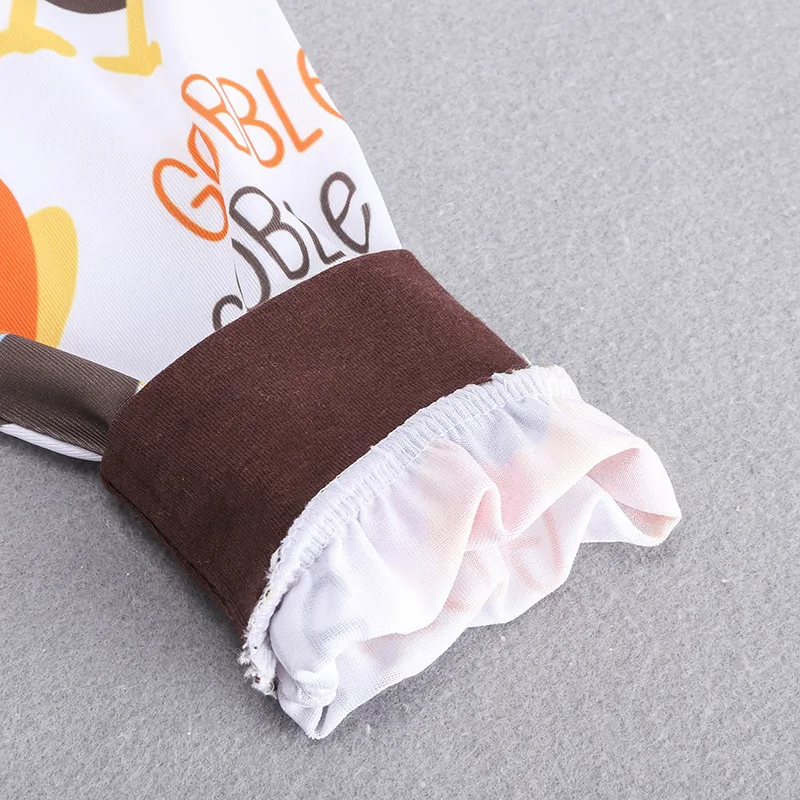 IHJ394 kids clothes set Thanksgiving turkey print romper + hat three-piece baby outfits