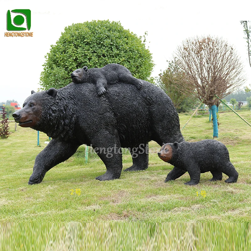 Factory Various Size Resin Fiberglass Outdoor Zoo Decoration Animal Big Black Bear Statue