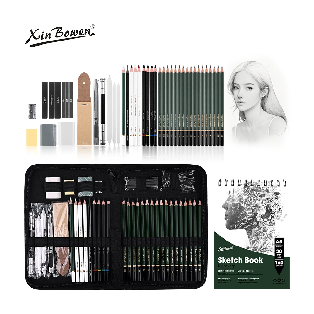 Xin Bowen Sketching Drawing Kit Art Pencil Set Graphite Pencil with Eraser Professional Drawing Accessory School Sketch Pencil