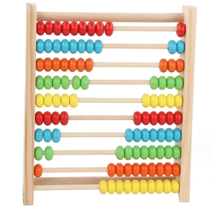 Early Educational Teaching Toys Children 10 Row Colorful Wooden Beads Abacus Soroban