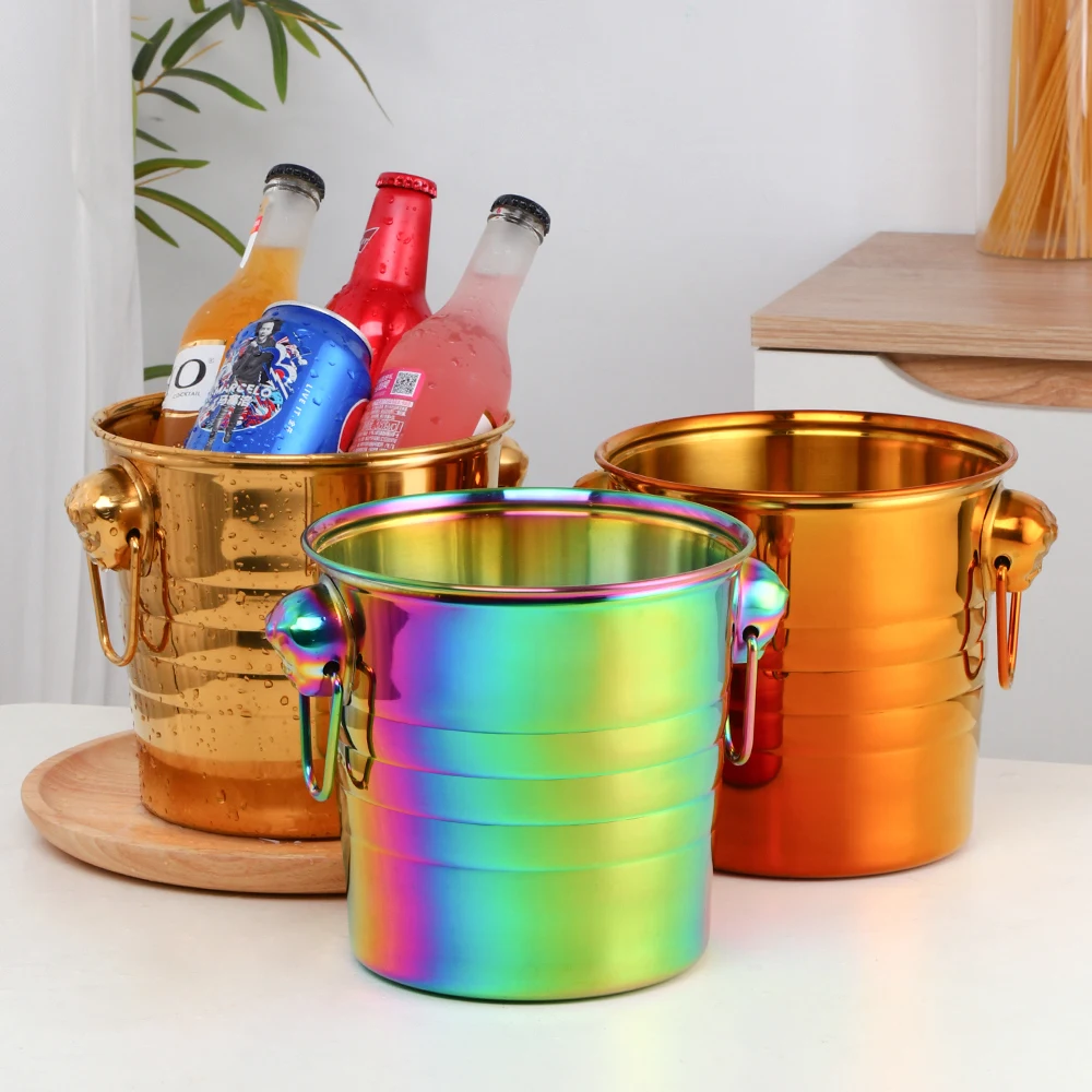 Wine Champagne Beer Cooler Ice Bucket Stainless Steel Rose Gold Ice Bucket