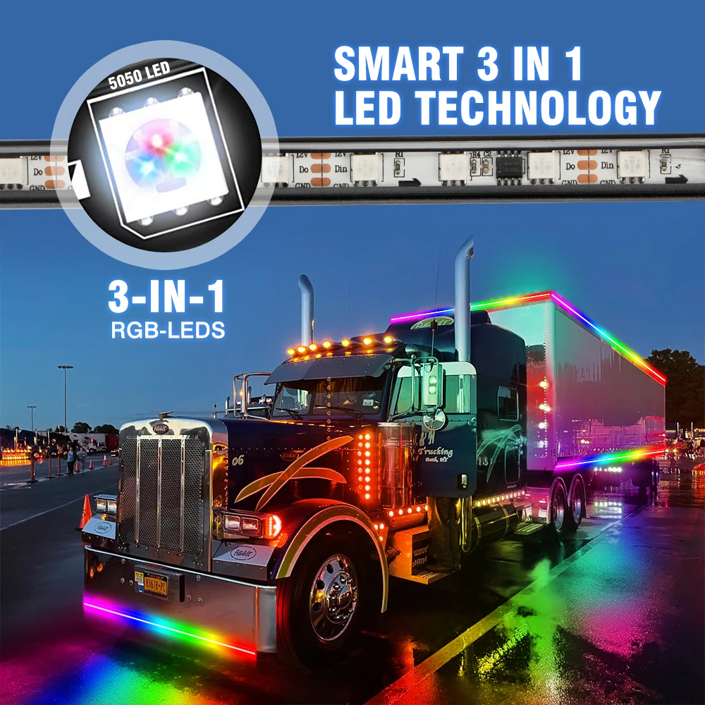 KEEN 24V Strobe Horse Race Dream Color Decorative Flexible led Strip for Truck Van Bus Accessories Underglow Atmosphere Lamp