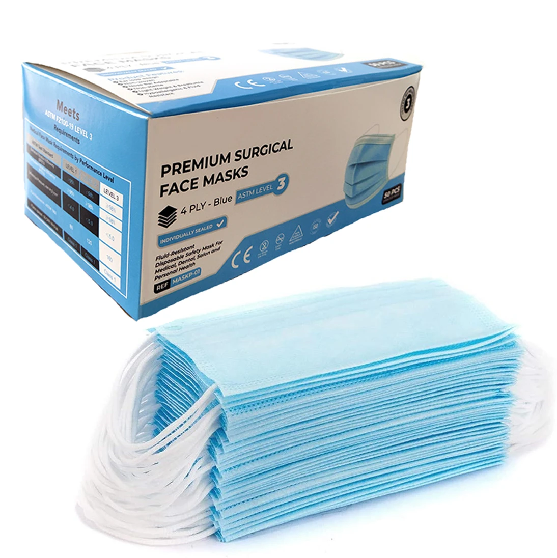 50Pcs Earloop Non Woven Nose Blue Masker Facemask 3 Ply Disposable Face Mask Surgical Medical Face Mask