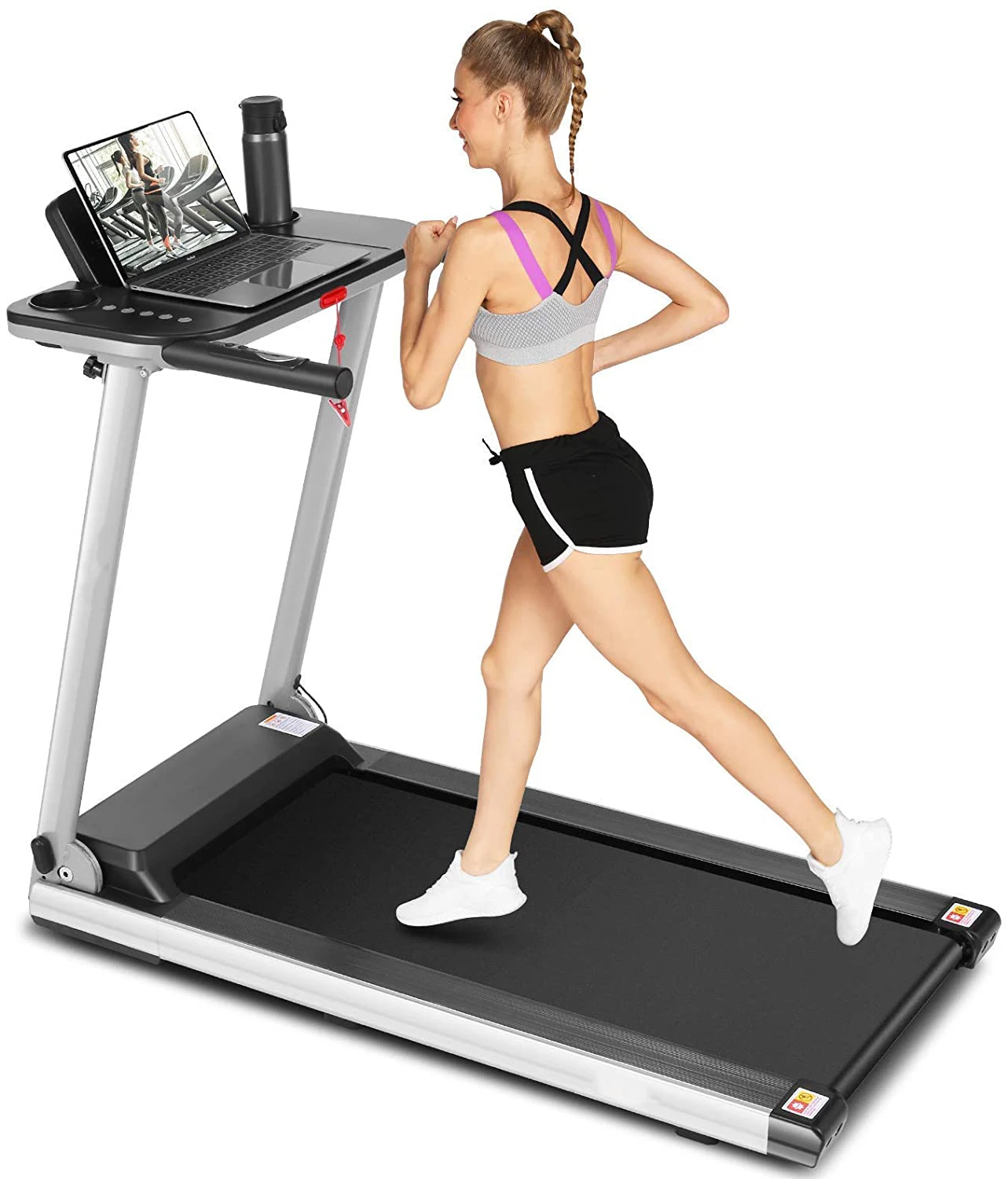 2022 2.25HP Multifunction Mini Home Gym Running Machine Office Under Desk Treadmill