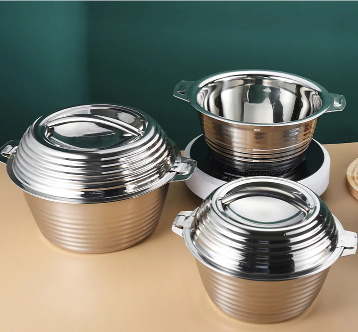 Foreign Trade Middle East and Africa All Steel Insulation Pot Thread Double Layer Foam Pot Double Ear Deepening Cold Preservatio