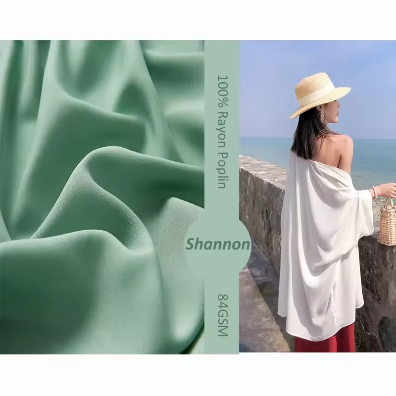 New design customization 100 rayon viscose poplin fabric 84gsm breathable skin friendly for dress shirt skirt
