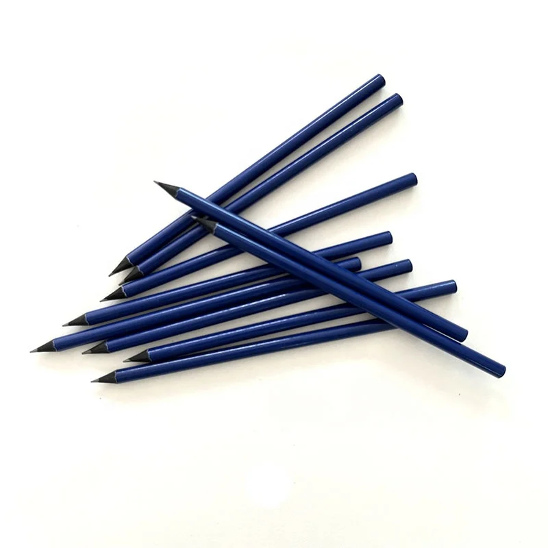 Factory Custom Wooden Pencils Bulk Round Dark Blue Standard Pencils With Dip End Pens And Pencils Stationery