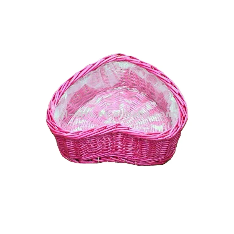 Pink heart-shaped wicker basket for labor day gifts and promotions