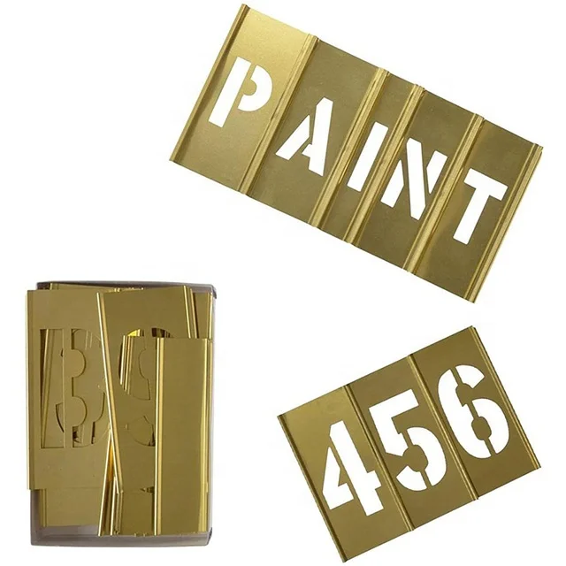 Brass Interlocking Stencil Letter and Figure Set For Paint