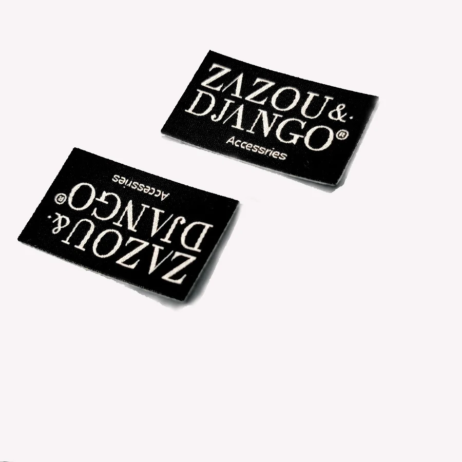 Wholesale custom logo fabric sticker adhesive cotton Satin Polyester Textile care label woven fabric sticker