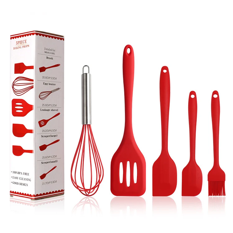 Source Factory Silicone Kitchen Utensils Baking Spatula Brush and Whisk Set Baking Supplies