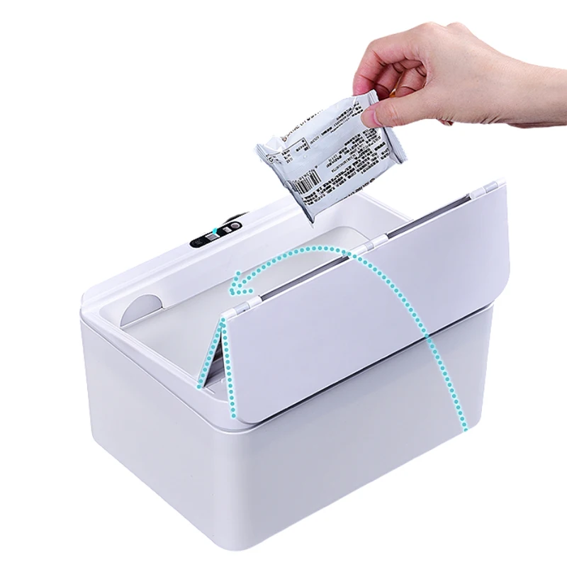 Battery Powered Automatic Mini Trash Can with Lid for Office Desks and Vehicles Trash Can 4L/6L Smart Desktop Sensor