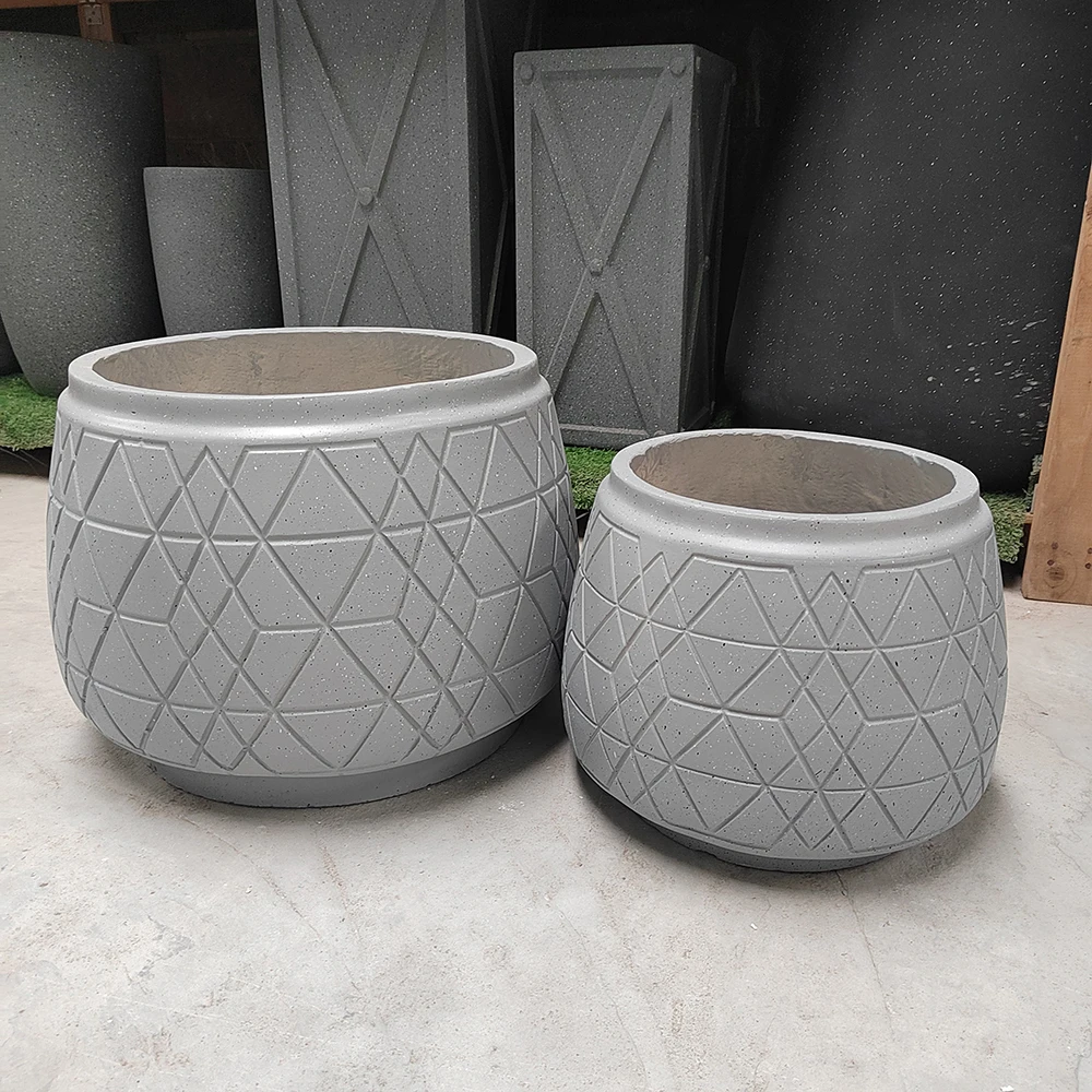 New Creative Customized Fiber Clay Concrete Flower Pot For Home And Garden Decoration