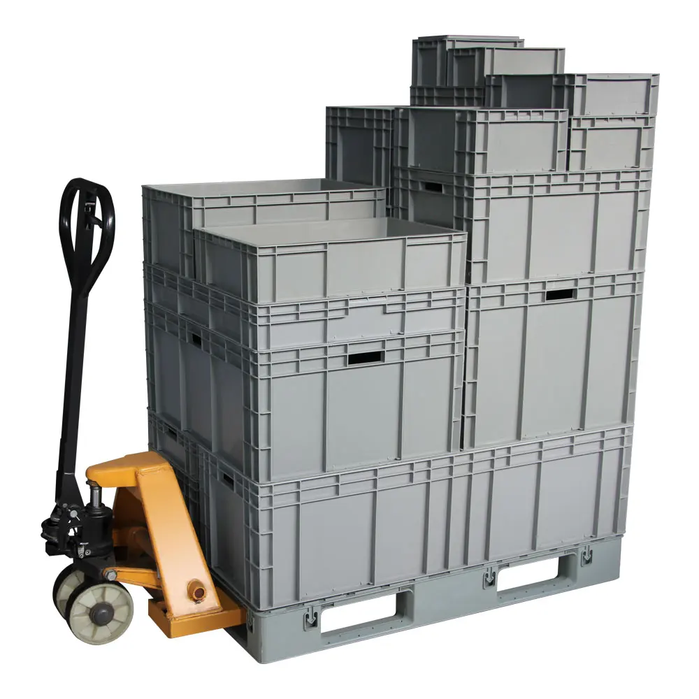 High Quality 100%PP Moving Storage Plastic Logistic Tote Box with Attached Lids