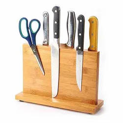 100% Натуральный Бамбуковый двухсторонний деревянный магнитный блок для ножей, стильный и современный магнитный держатель для ножей для демонстрации и организации