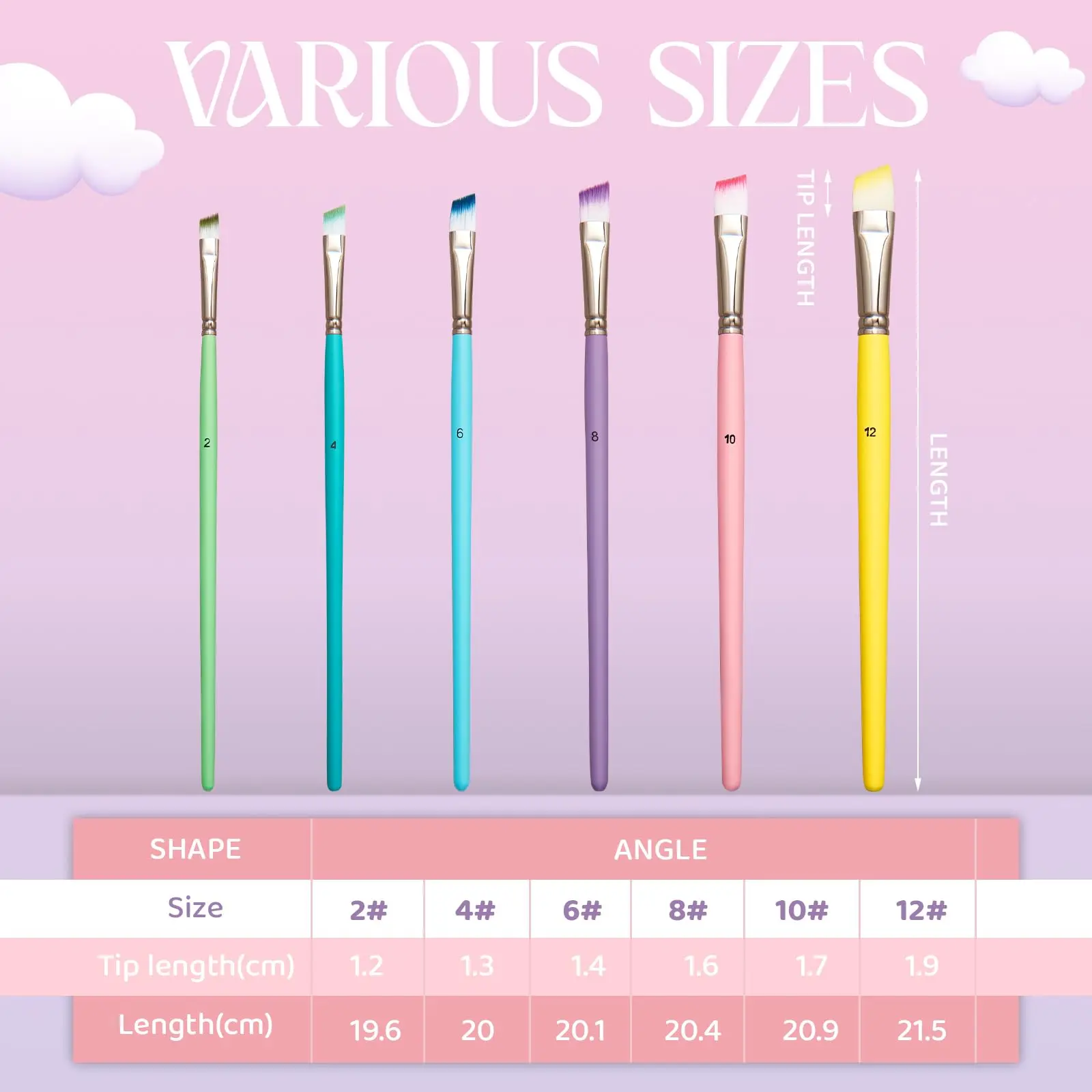 Hot selling paint Brush kit 6 Pcs Set nylon hair Wood Macaron color Handle artist oil water color acrylic paint brush set