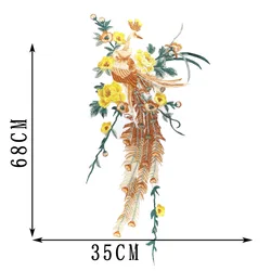 Chemical Lace Fabric Embroidery Corsages Appliques Patch Phoenix Peacock Flower Patch