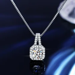 Hot Sale S925 Sterling Silver Moissanite Square Bag Three Piece Ring Stud Necklace Women Jewelry Set