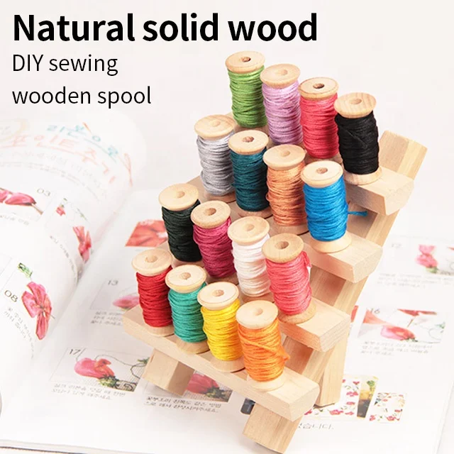 Custom Assorted Sizes Natural Color Storage Sew Spool Cotton Ribbon Empty Wooden Spool For Sale