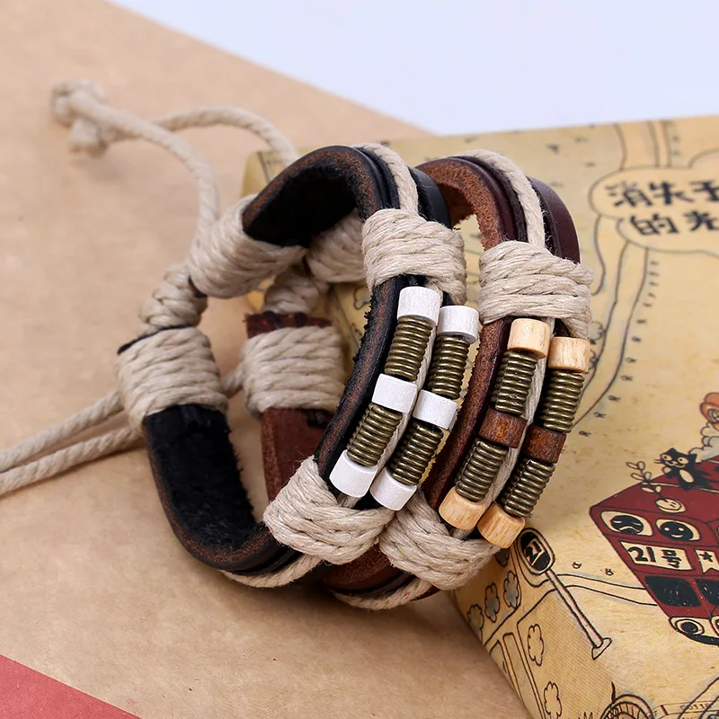 2021 New High Quality Fashion Braided Leather Jewelry Men Pu Leather Bracelet For Men