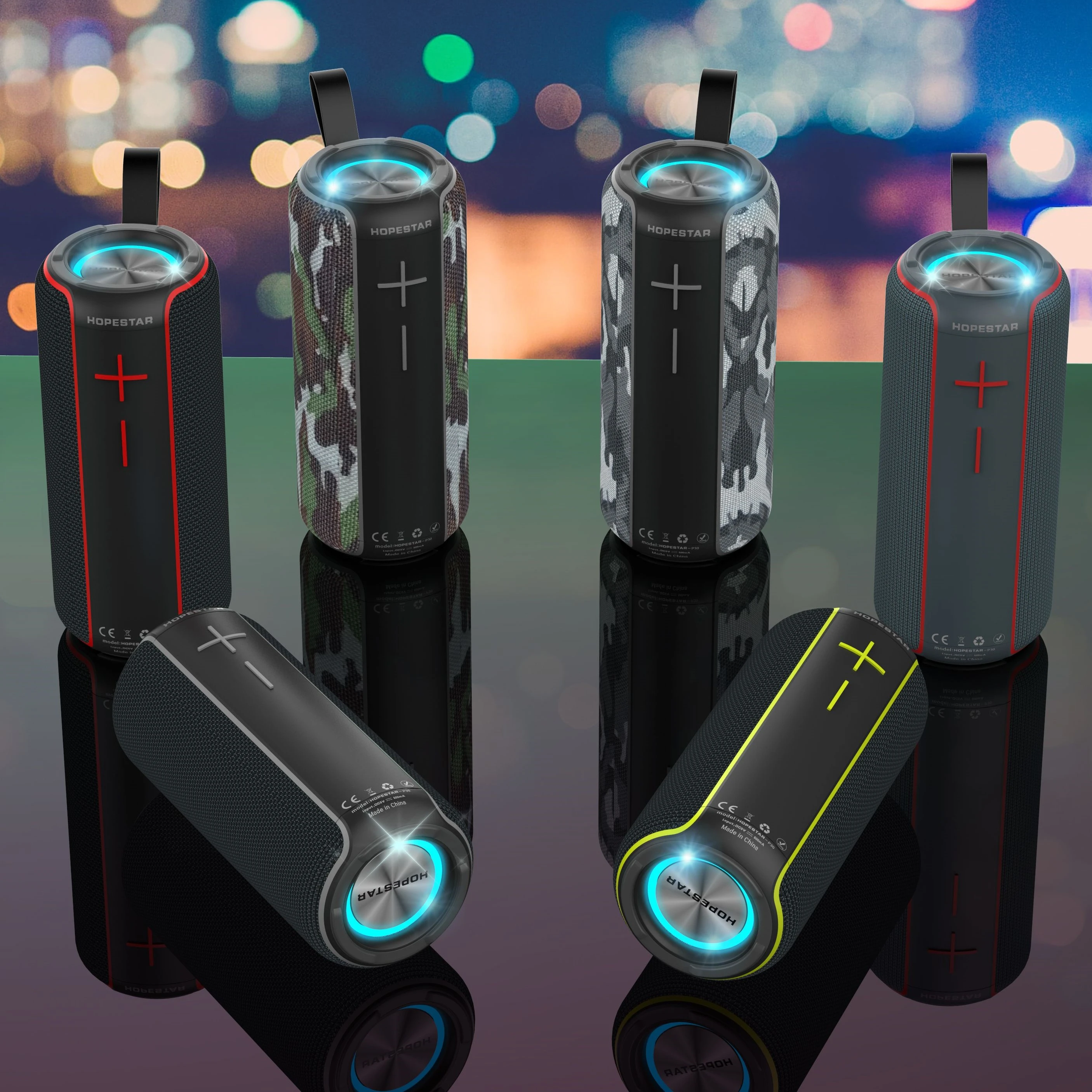 2021 outdoor colorful led super 16W bass p30 PRO IP67 Waterproof portable wireless speaker