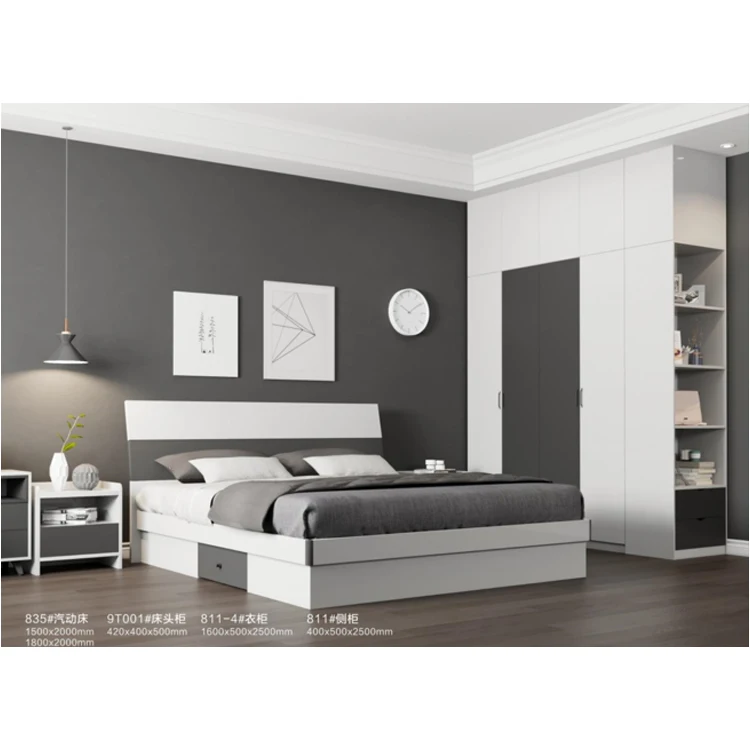 Luxury Bedroom Furniture Upholstered Genuine Leather Italian Bed With Extended Headboard King Size White Leather Bedroom Sets