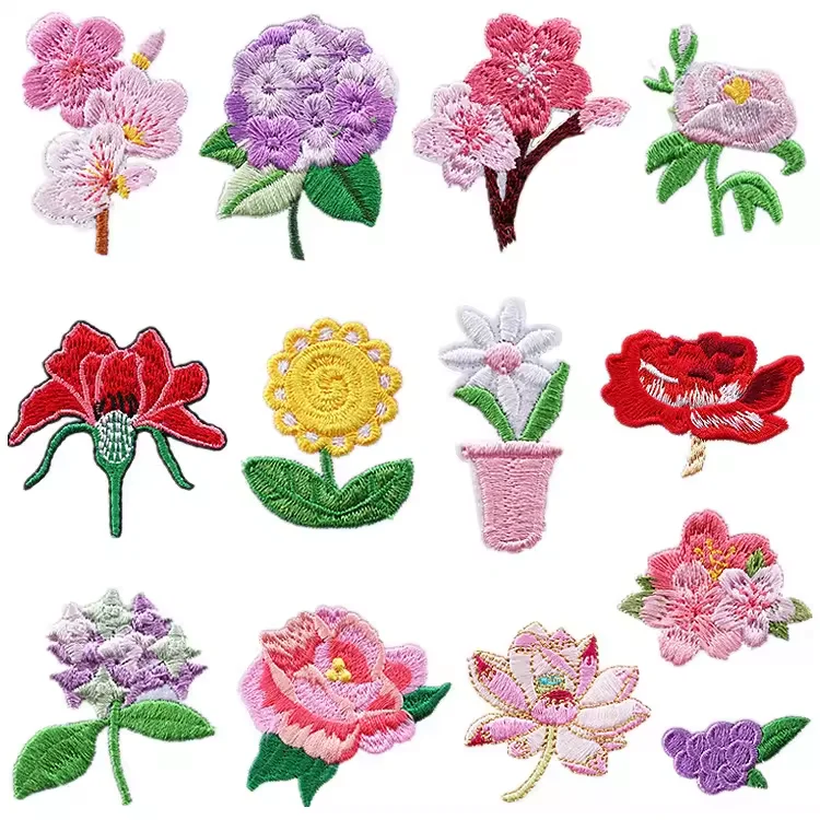 Wholesale Custom Butterfly Flower Cloth Embroidery Woven Iron-On Patches for Kids Clothes & Jeans PVC Lace Decoration