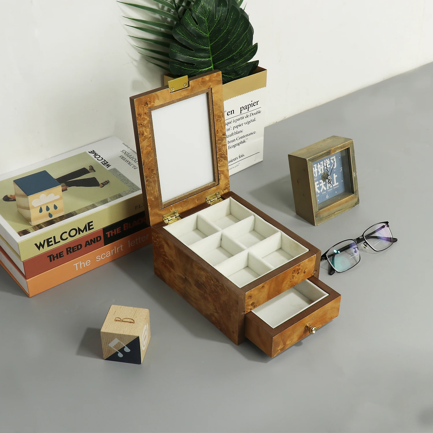 Customizable modern style luxury gold jewelry box watch boxj ewel case