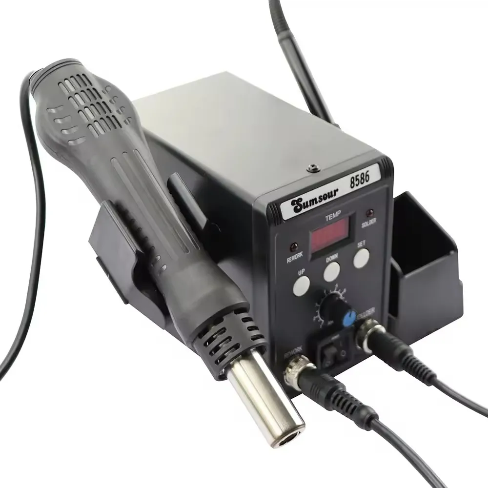 110V 220V 760W 8586 ESD Soldering Iron Digital Display Hot Air Gun Station SMD bga Rework Station Soldering Station Kits