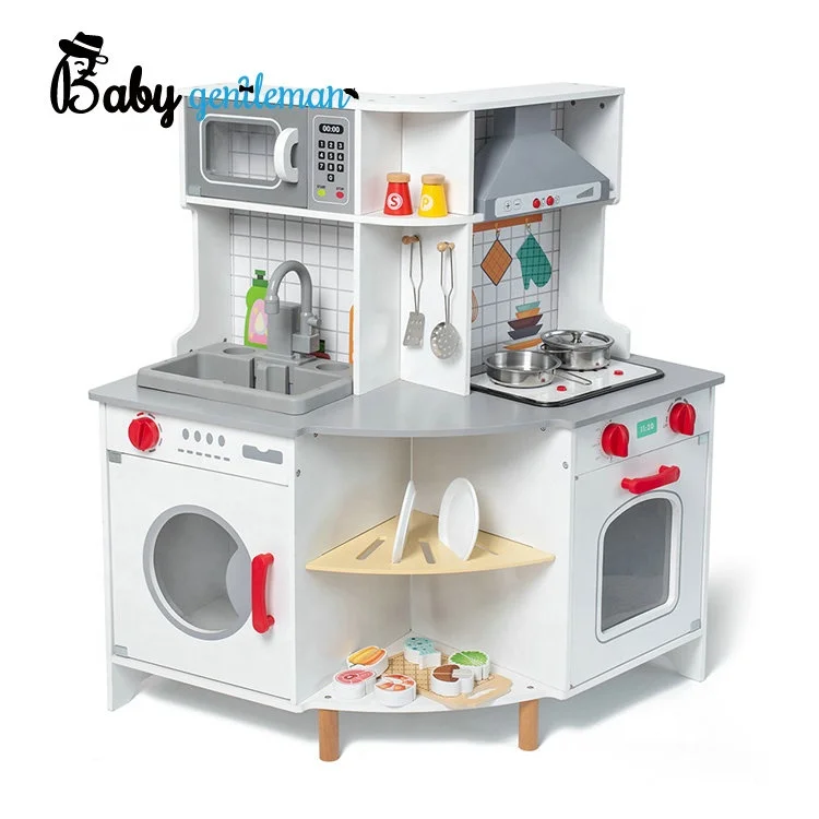 Kids Cooking Game Wooden Corner Kitchen Toy With Sound And Light Z10786C