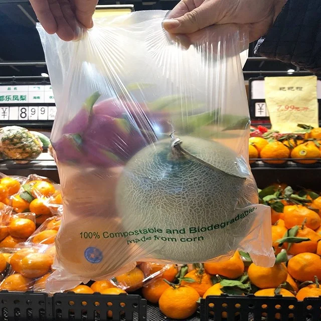 Компостируемый мешок по заводской цене (Bolsa Компостируемый) для фруктов и овощей экологически чистый кукурузный крахмал
