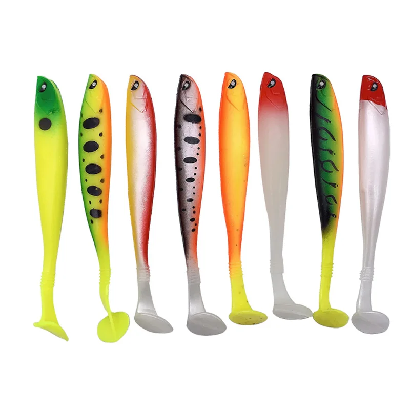 Hot Sale 12.5cm 10g Soft Fishing Lure Rainbow Soft Fish Lifelike Silicone Artificial Bait with T-tail