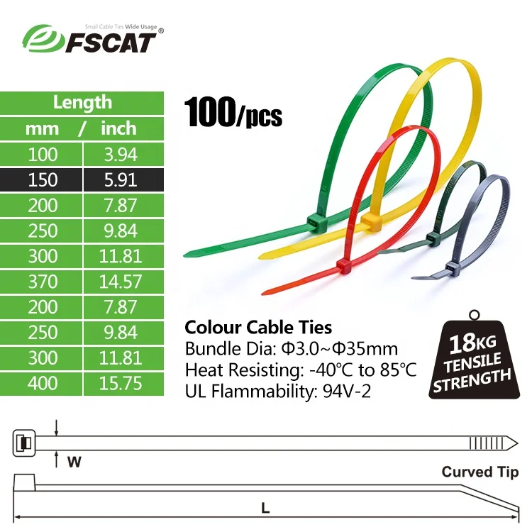 FSCAT China factory adjustable plastic nylon66 cable twist tie