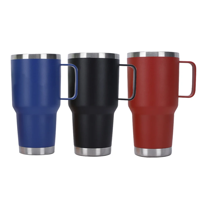 Custom Logo Outdoor 30oz 40oz Double Walled Travel Mugs with handle Stainless Steel Vacuum Insulated Travel Tumbler with Handle