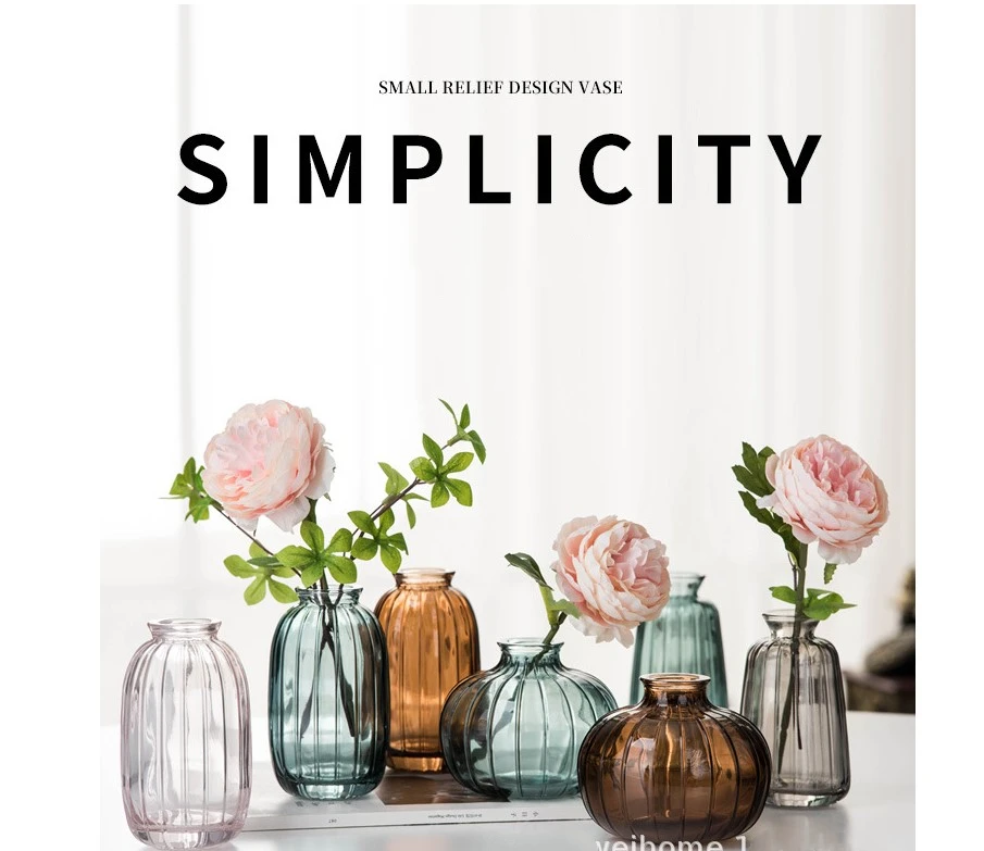 Wholesale Glass Vase Desktop Small Vase Living Room Decoration Can Be Customized Colors