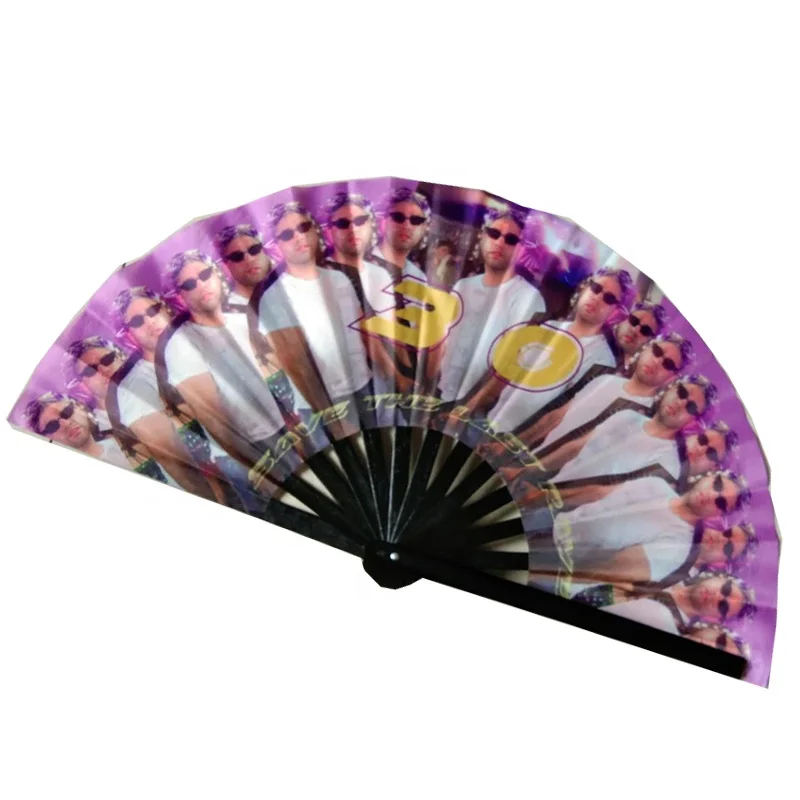 2024 New Customized Clack Folding Hand Fan Large Bamboo Hand Fans for  Festival Accessories