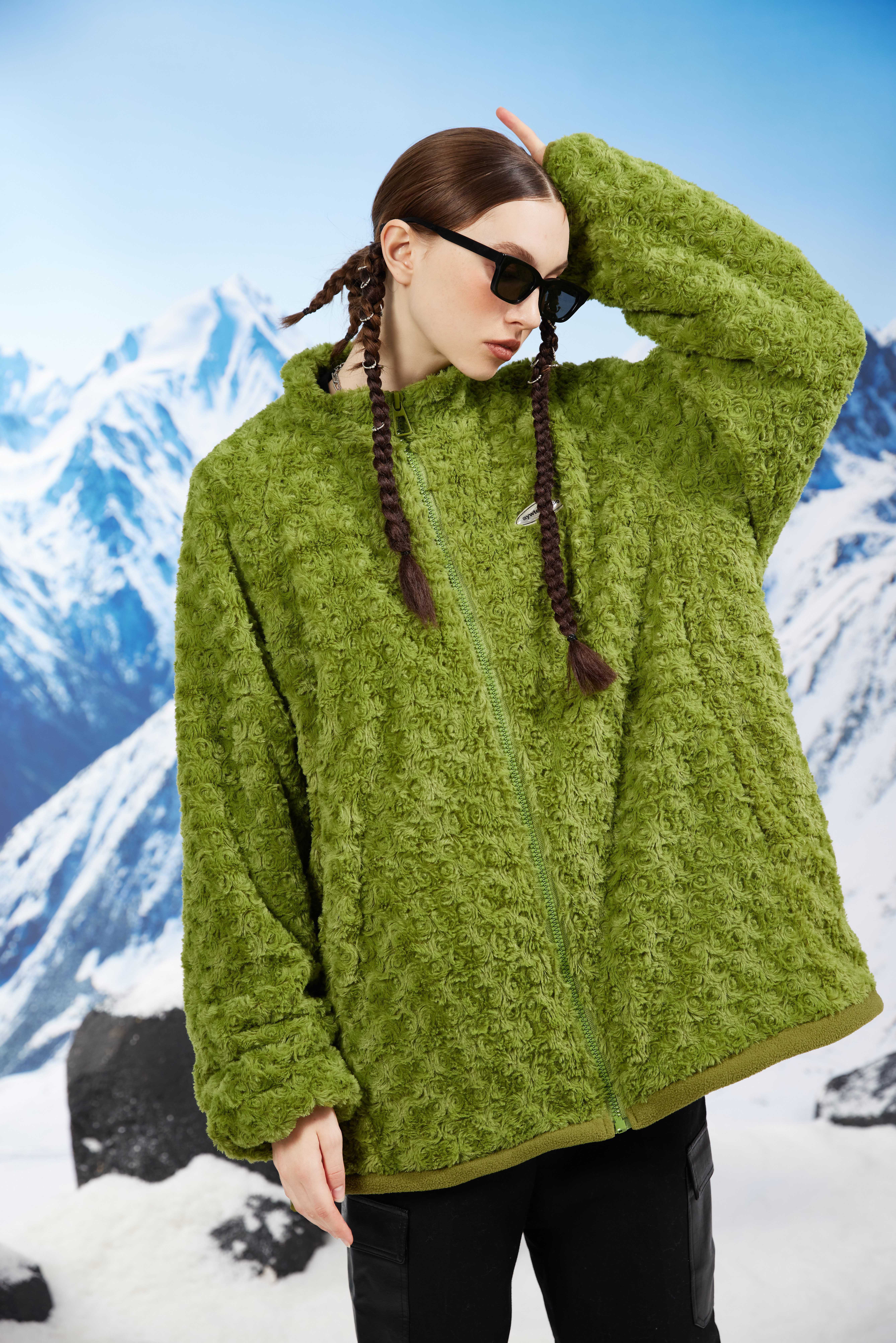 new design polar fleece jacket rose pattern custom 100% cotton winter unisex sherpa jacket
