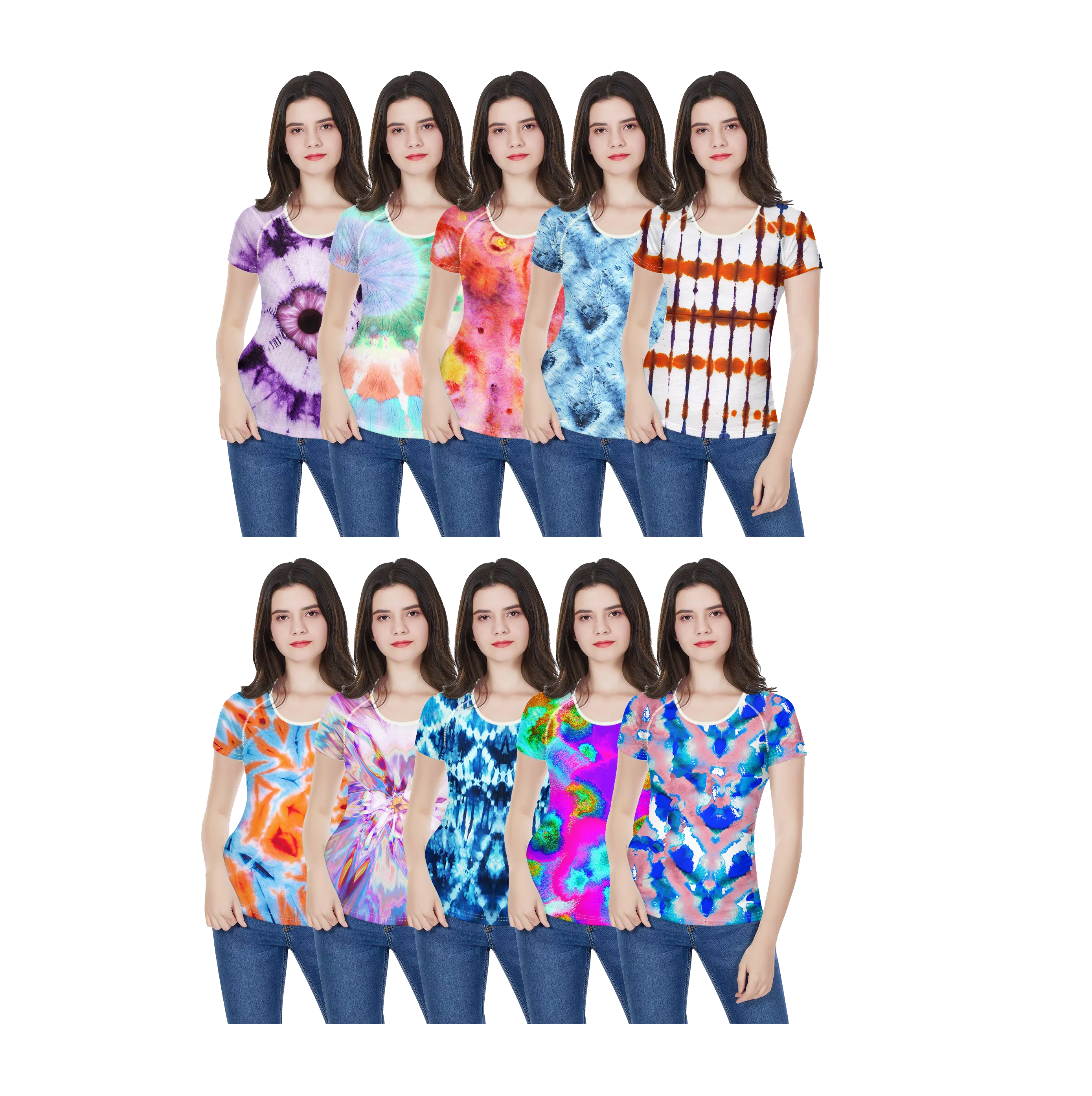 
Kaos wanita harajuku woman playeras de mujer custom printed short sleeve o neck fendy women tie dye t-shirt 