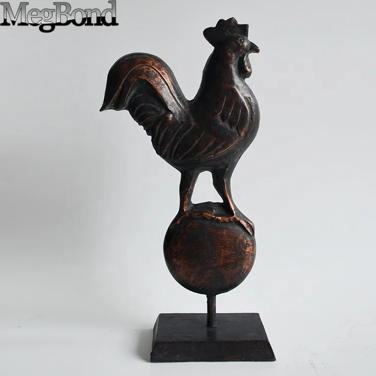 Cast iron metal decorative rooster for table decoration,  metal decorative rooster figurine