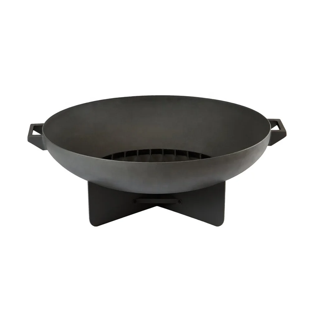 
SEJR 35.5 Inch Durable Cast Iron Wood Log Burning Fire Pit Bowl w/ Spark Screen Backyard 90x51cm(DxH) 