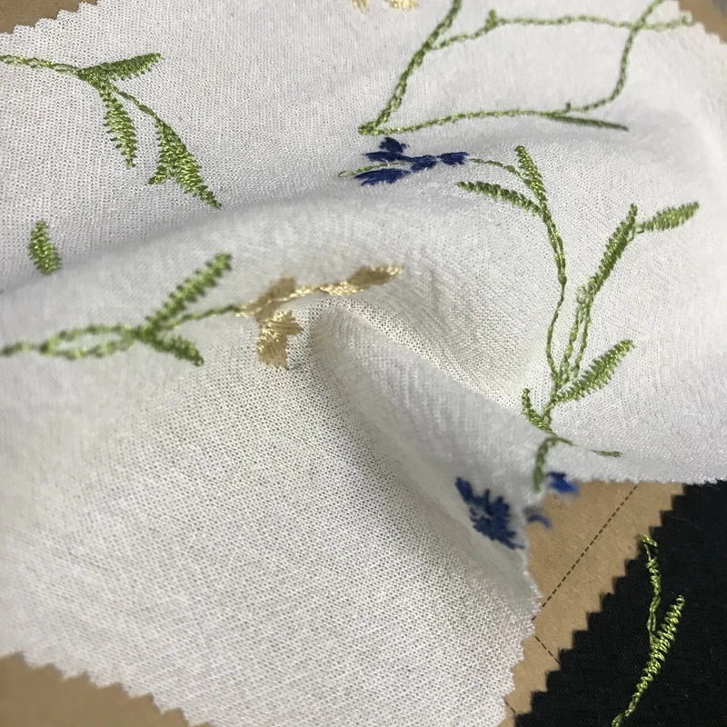 
 Вышитая вискозная льняная ткань X60018012, льняное платье с вышивкой, Смешанная вискозная льняная ткань  