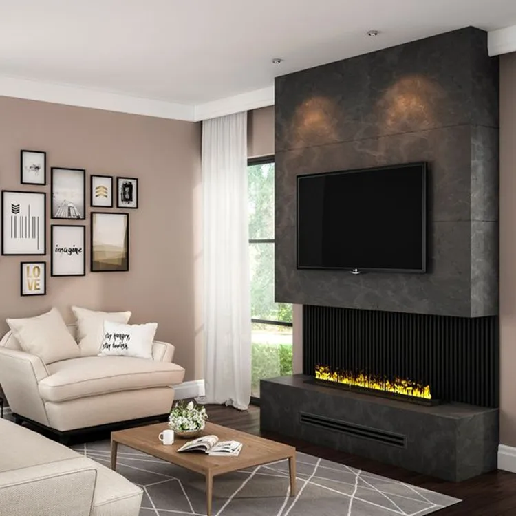 2024 New Product 3D Water Vapor Electric Fireplace Exhibition Hall Elegant Indoor Interior Decoration