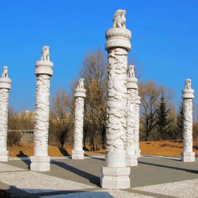 Shengye Large-scale animal sculpture statue of stone dragon column stone dragon statue is used for home gate garden decoration
