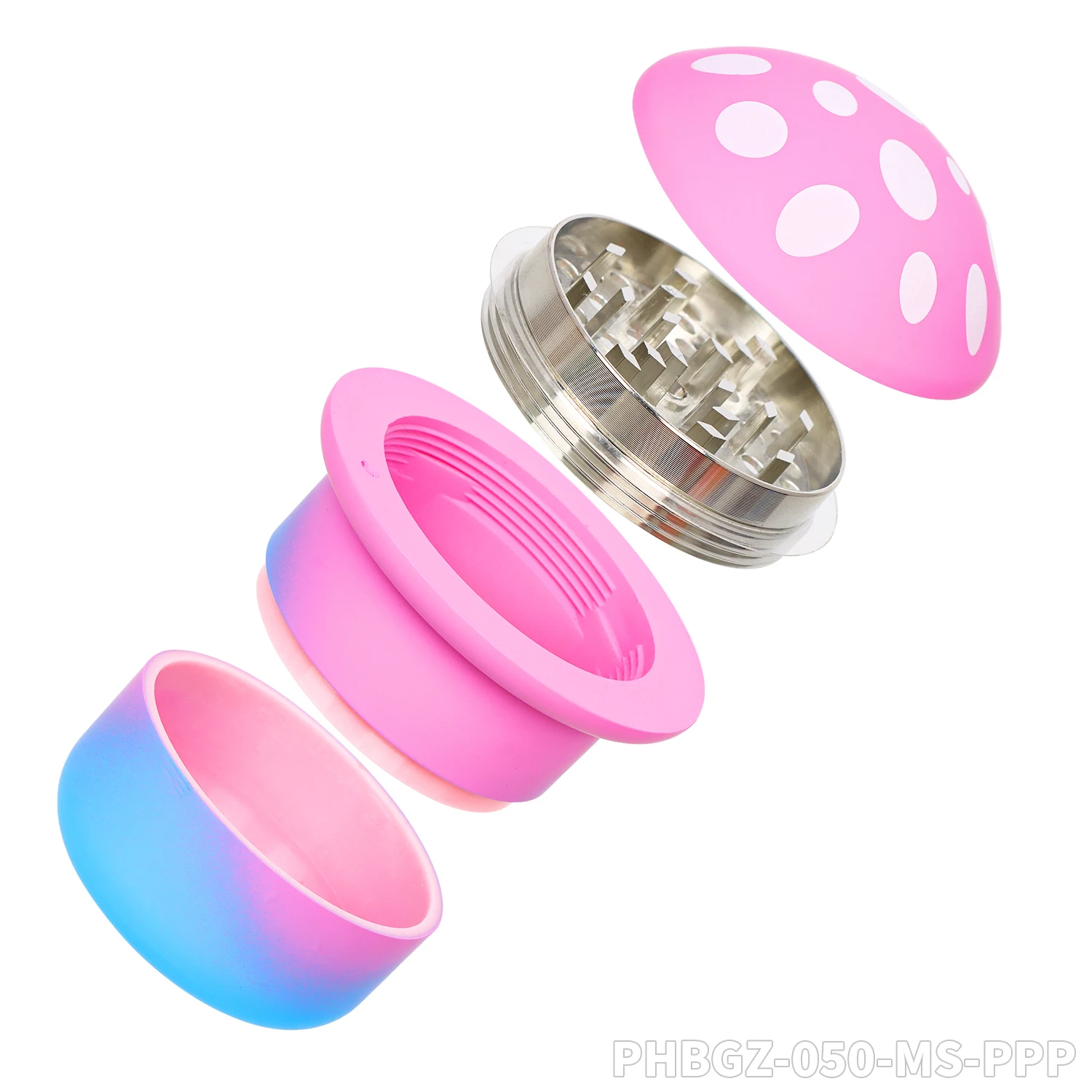 Puff Puff Pass Brand Series 4-Layer Zinc Alloy Plastic Cigarette Grinder Rainbow Color Spray Paint Frosted Mushroom