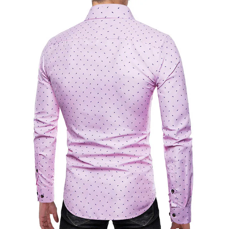 Italian Custom Print Dot Design Button Up Fashion Formal Office Oversized 5xl Full Sleeve Mens Business Social Shirts